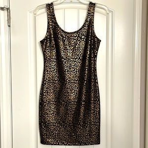 Shimmering gold & black bodycon dress